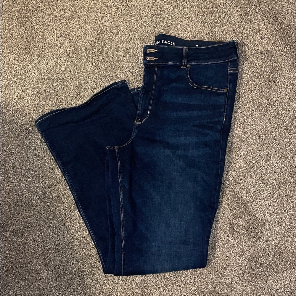 American Eagle Outfitters Women's Deep Blue Flare Jeans
